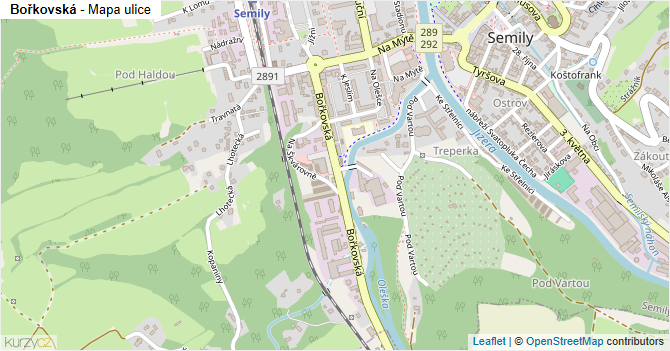 Bořkovská - mapa ulice