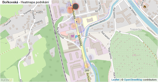 Bořkovská - mapa podnikání