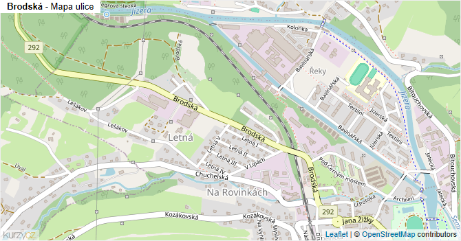 Brodská - mapa ulice
