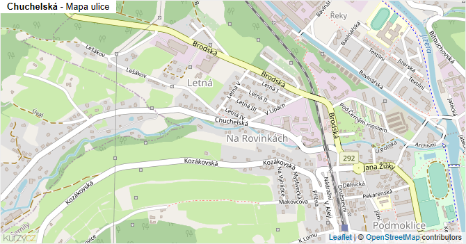 Chuchelská - mapa ulice