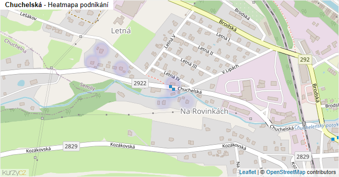 Chuchelská - mapa podnikání