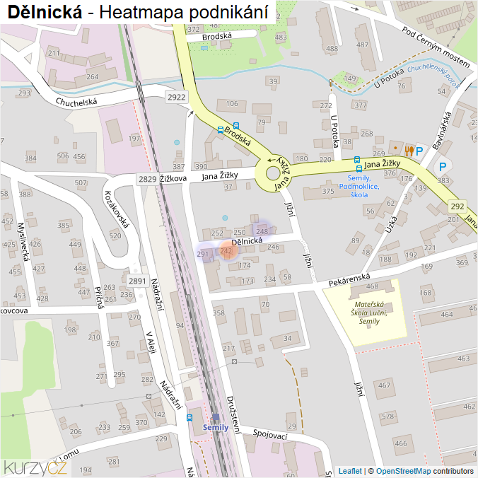 Mapa Dělnická - Firmy v ulici.