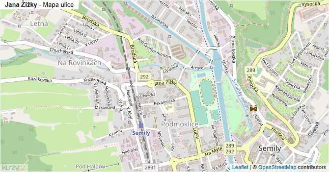 Jana Žižky - mapa ulice