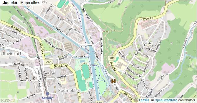 Jatecká - mapa ulice
