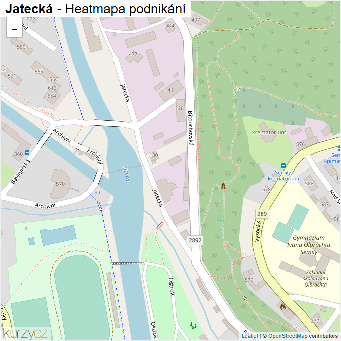 Mapa Jatecká - Firmy v ulici.