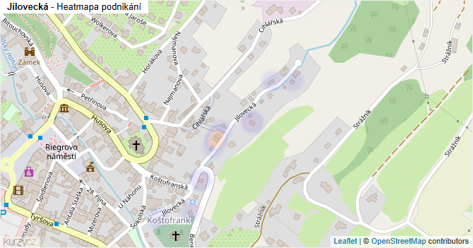 Jílovecká - mapa podnikání