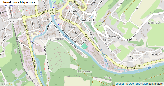 Jiráskova - mapa ulice