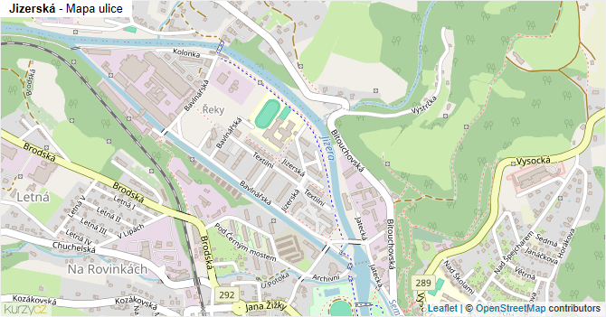 Jizerská - mapa ulice