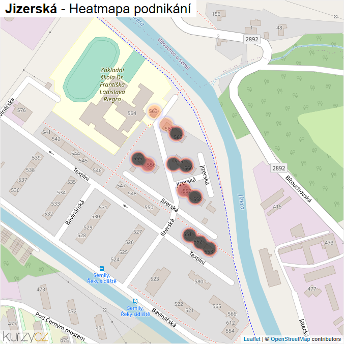 Mapa Jizerská - Firmy v ulici.