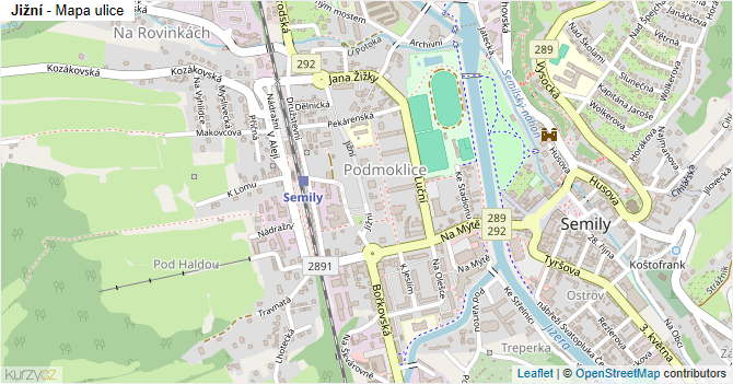 Jižní - mapa ulice