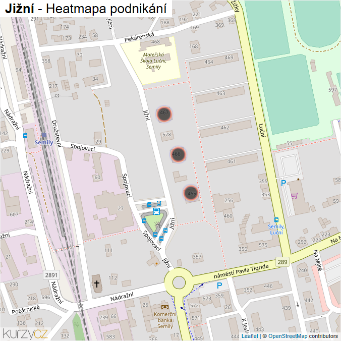 Mapa Jižní - Firmy v ulici.