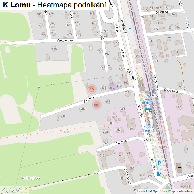 Mapa K Lomu - Firmy v ulici.