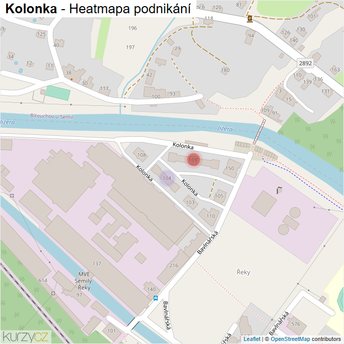 Mapa Kolonka - Firmy v ulici.