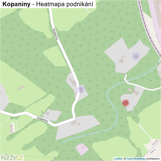 Mapa Kopaniny - Firmy v ulici.