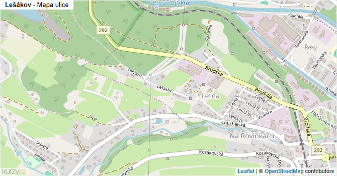 Lešákov - mapa ulice