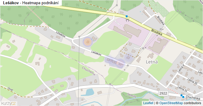 Lešákov - mapa podnikání