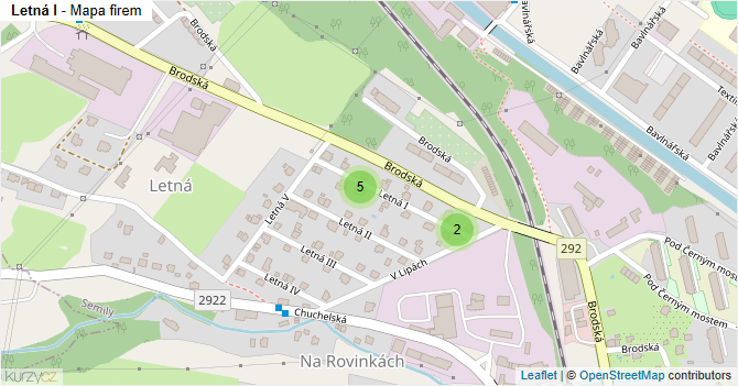 Letná I - mapa firem