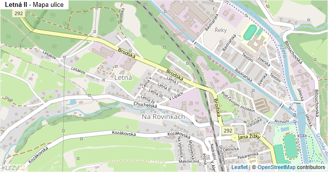 Letná II - mapa ulice