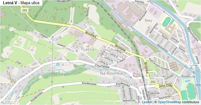Letná V - mapa ulice