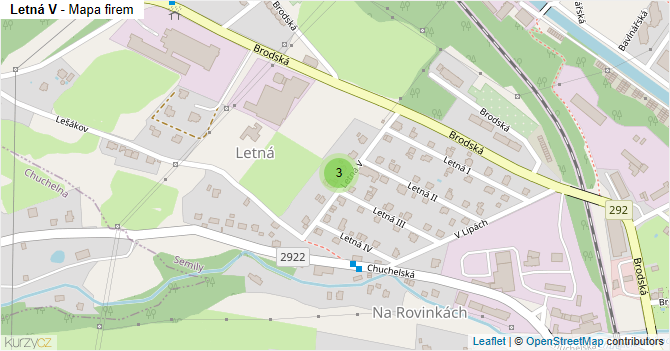 Letná V - mapa firem