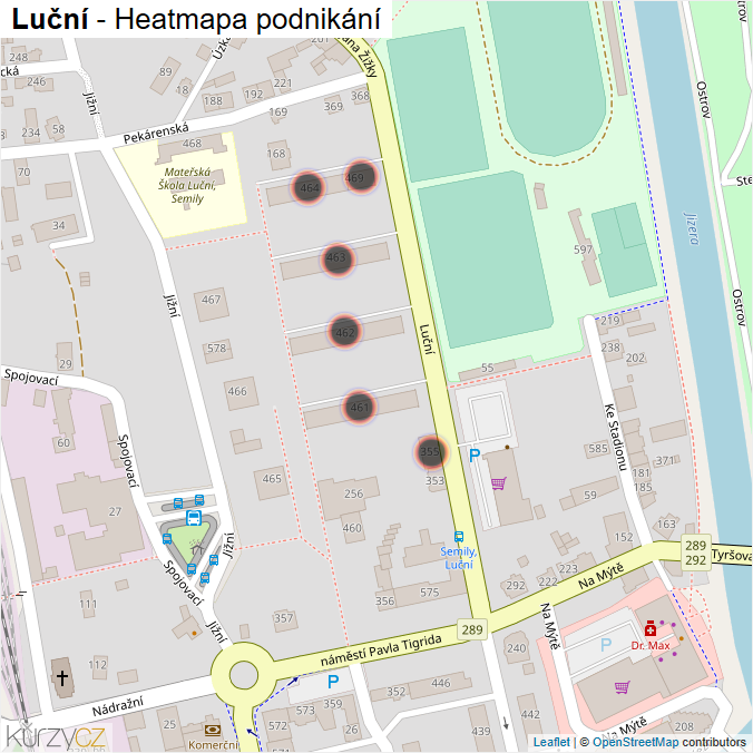 Mapa Luční - Firmy v ulici.