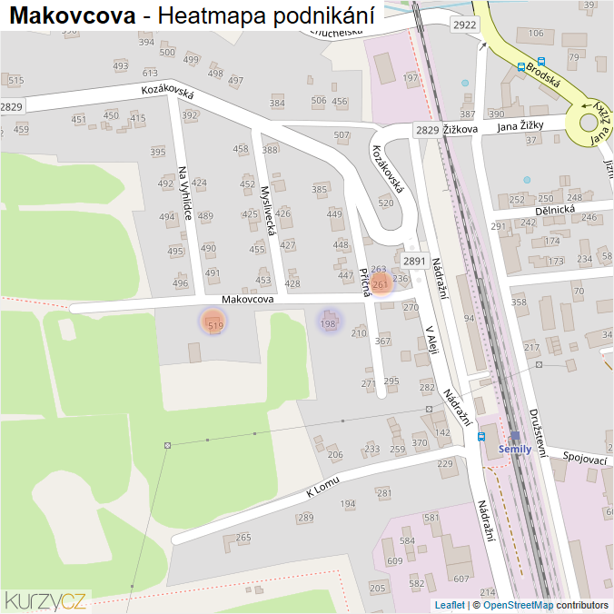 Mapa Makovcova - Firmy v ulici.