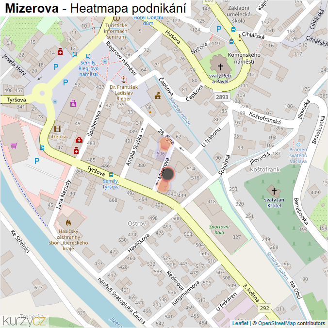 Mapa Mizerova - Firmy v ulici.