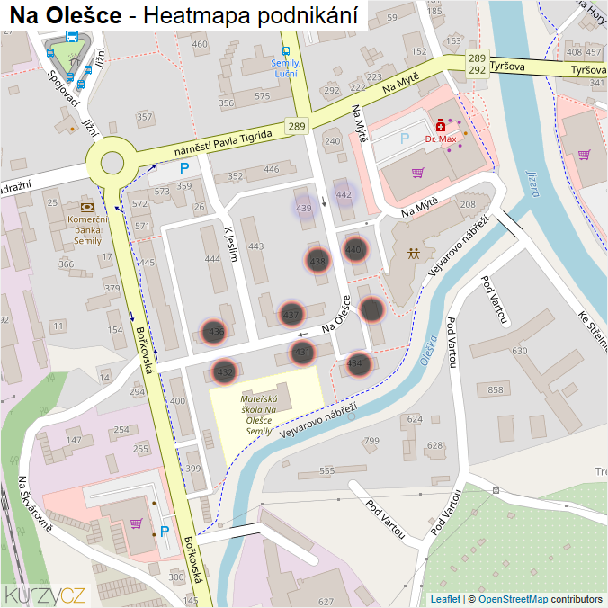 Mapa Na Olešce - Firmy v ulici.
