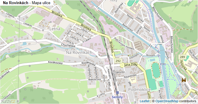 Na Rovinkách - mapa ulice