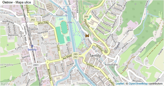 Ostrov - mapa ulice