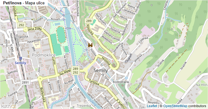 Petřinova - mapa ulice