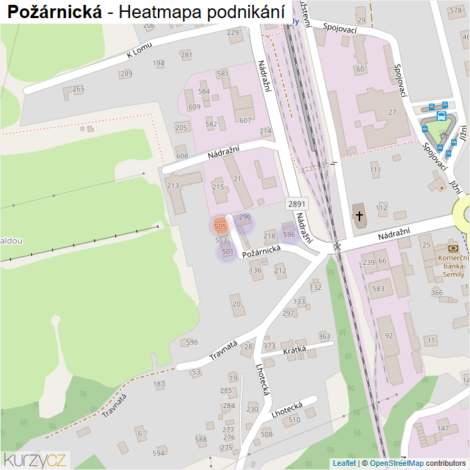 Mapa Požárnická - Firmy v ulici.