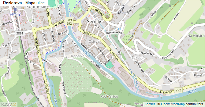 Rezlerova - mapa ulice