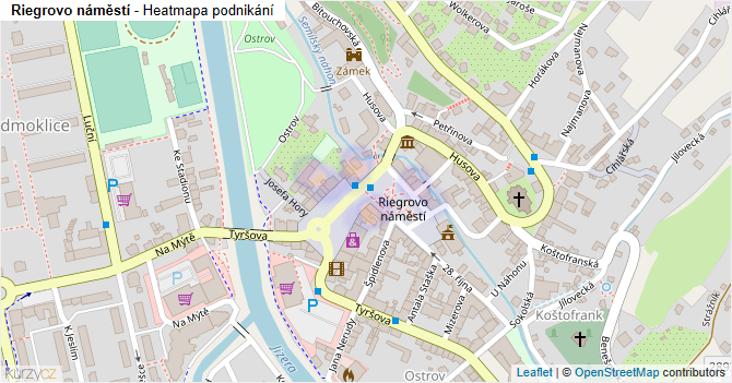 Riegrovo náměstí - mapa podnikání