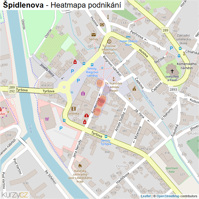 Mapa Špidlenova - Firmy v ulici.