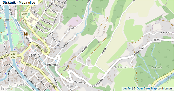 Strážník - mapa ulice