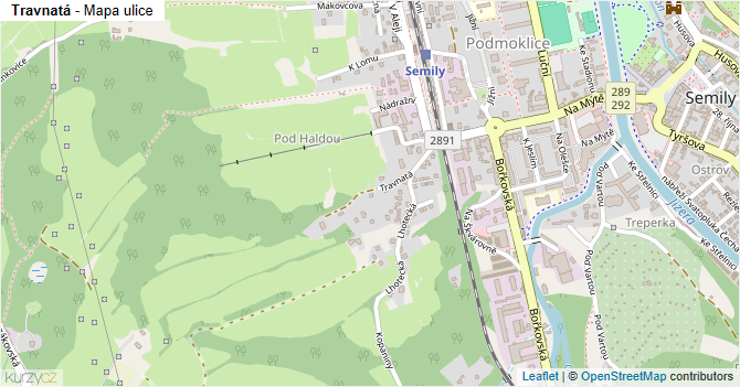 Travnatá - mapa ulice