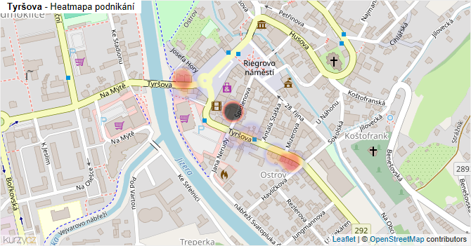 Tyršova - mapa podnikání