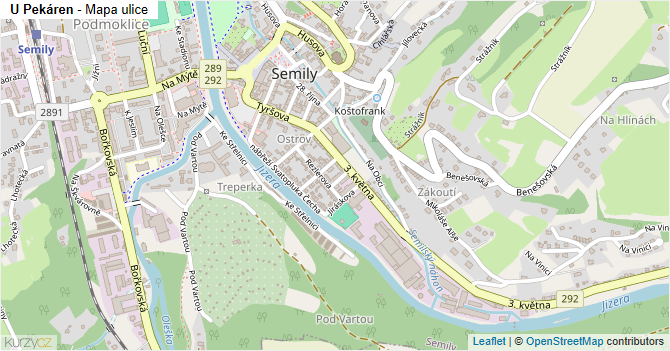 U Pekáren - mapa ulice