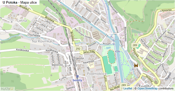 U Potoka - mapa ulice