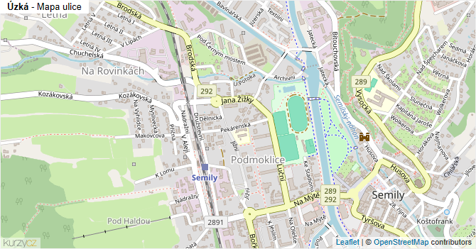 Úzká - mapa ulice