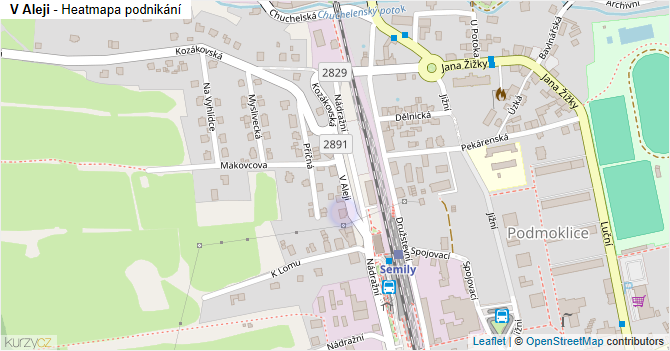 V Aleji - mapa podnikání