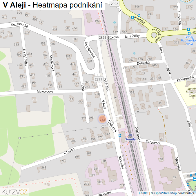 Mapa V Aleji - Firmy v ulici.