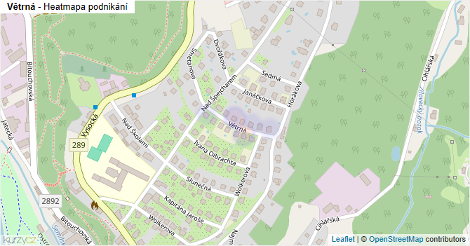 Větrná - mapa podnikání