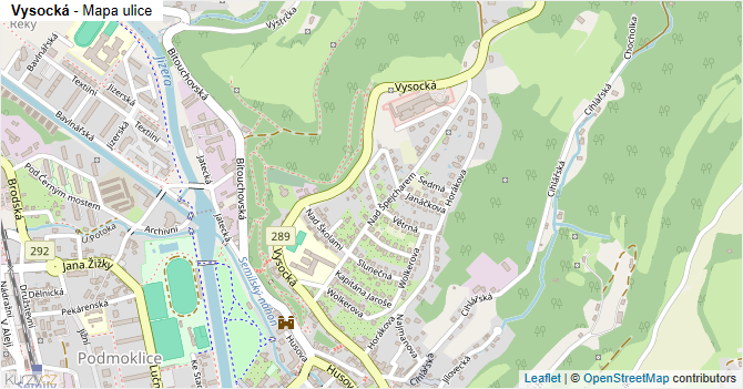 Vysocká - mapa ulice