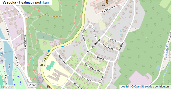 Vysocká - mapa podnikání