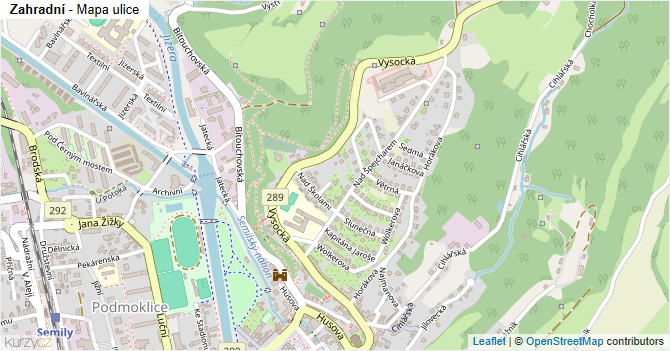 Zahradní - mapa ulice