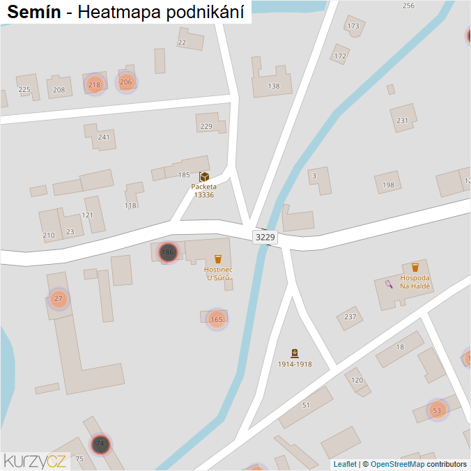 Mapa Semín - Firmy v obci.