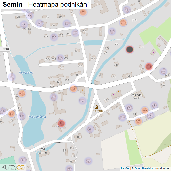 Mapa Semín - Firmy v části obce.