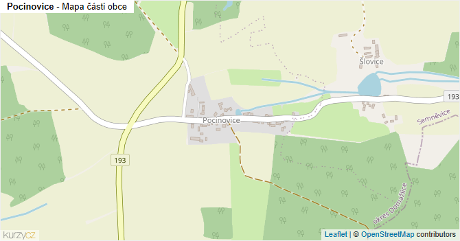 Pocinovice - mapa části obce